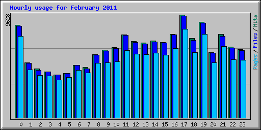 Hourly usage for February 2011